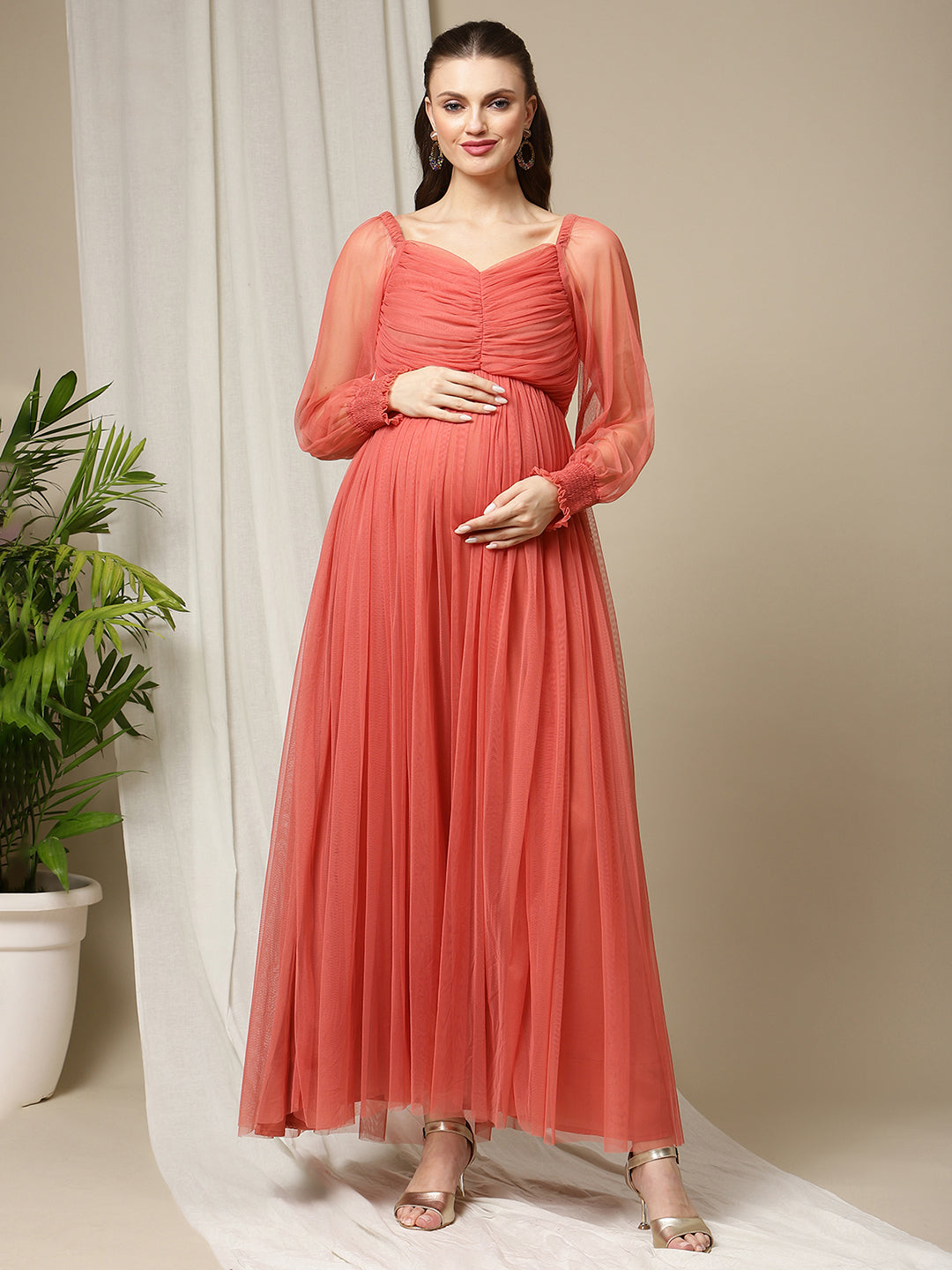 Pink Pregnancy Gown Dress | Wobbly Walk