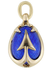 An Important blue enamel and gold Fabergé Easter egg pendant workmaster August Holmstrom, Fabergé, St Petersburg