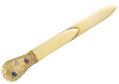 Fabergé yellow gold and gem-set paperknife with 'samorodok' handle by workmaster Eric Kollin, St Petersburg