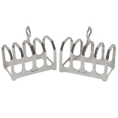 A pair of mid-20th century, silver, four slice toast racks