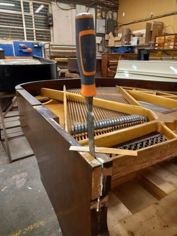 Welmar Grand Piano Restoration - Repairing the Veneer