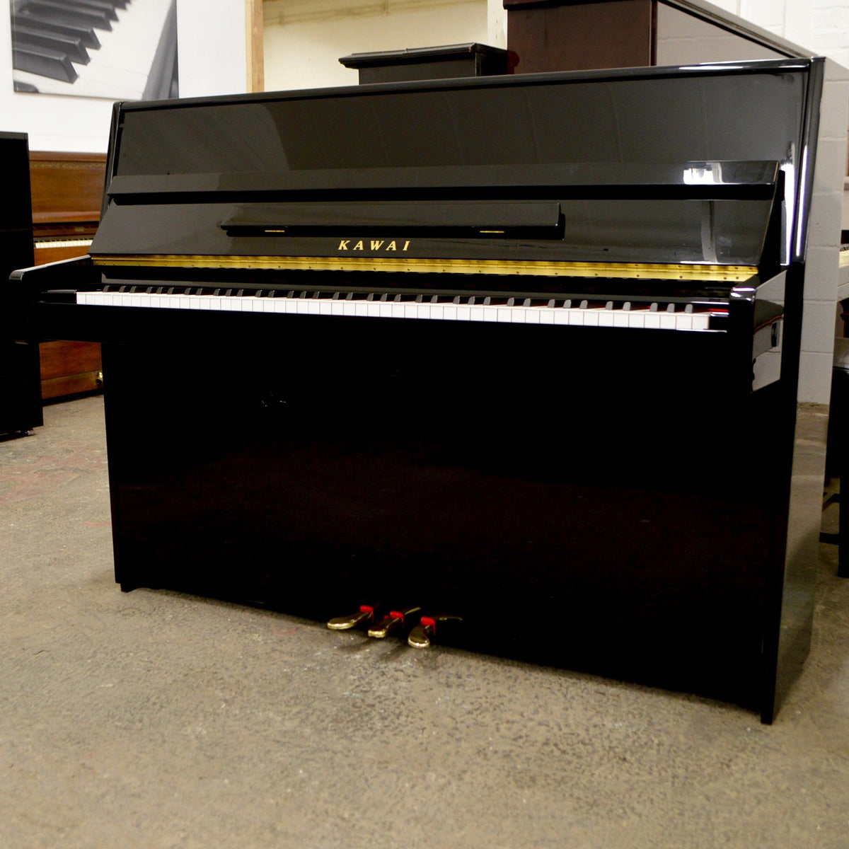 - SOLD - Kawai K-15E Upright in black high gloss – Shackleford Pianos