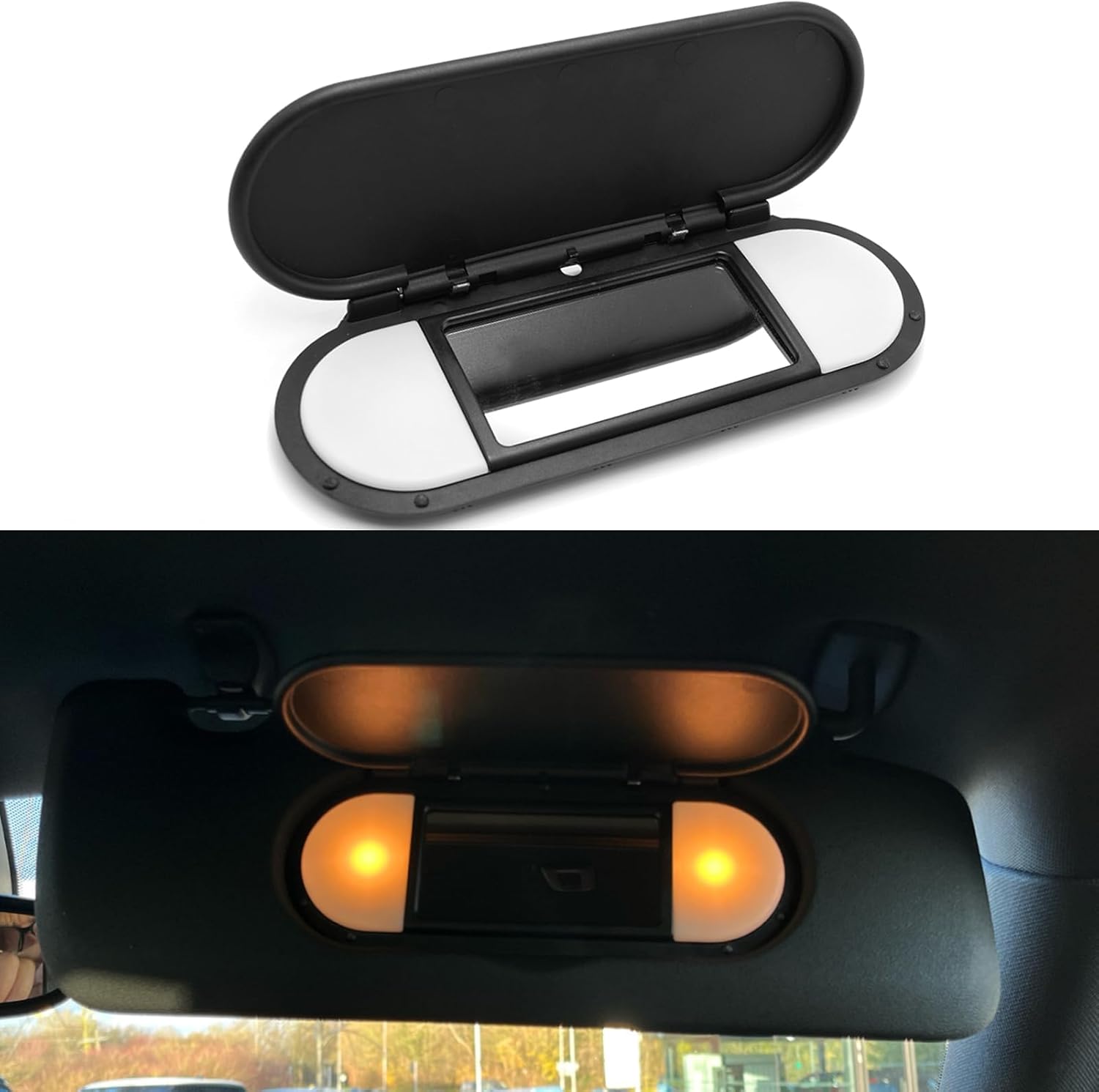 Mini Cooper Sun Visor Vanity Mirror Cover 2015-2022,Front Visor Illuminated Mirror Cover Replacement F55/56/60 for Left/Right,1PCS Sun Visor Makeup Mirror Buckle Cover,Black| Jaronx