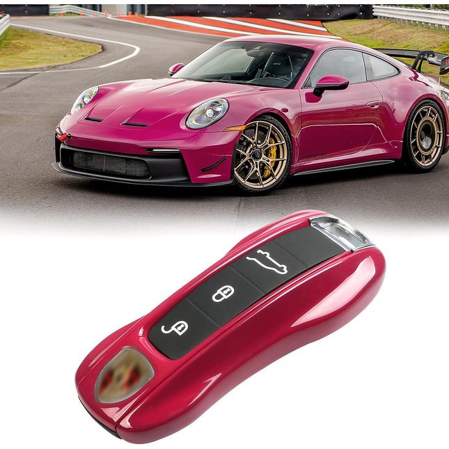  Real Glass Fiber Porsche Key Fob Cover with Keychain  Lanyard,T-Carbon Key Fob Case Protector Shell Compatible with Porsche 911  Cayenne Panamera TAYCAN 3 Button Keyless Smart Key Case(Red) : Automotive