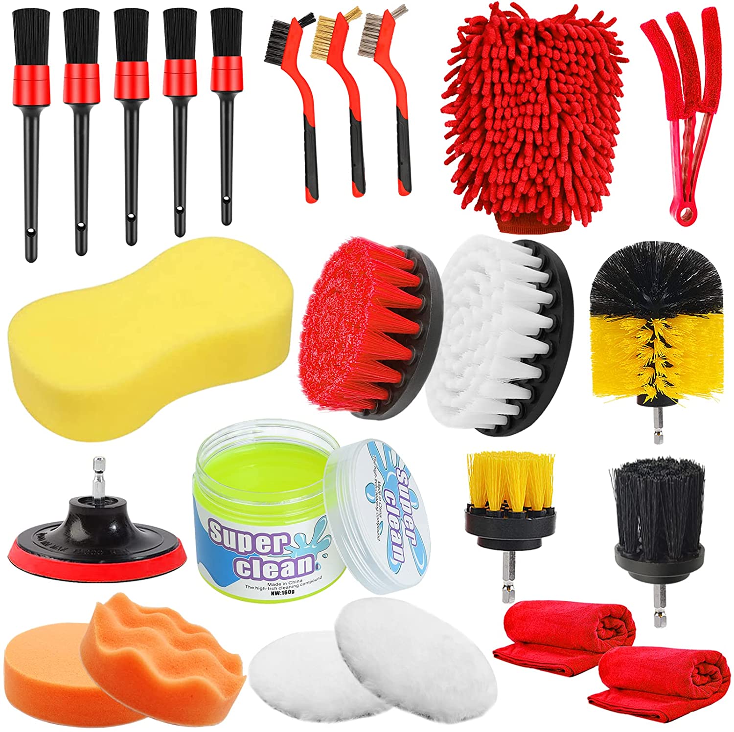 27PCS Car Polishing Pad Kit - Buffing Pads - Power Scrubber | Jaronx