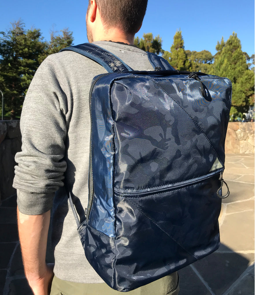 navy blue camo backpack