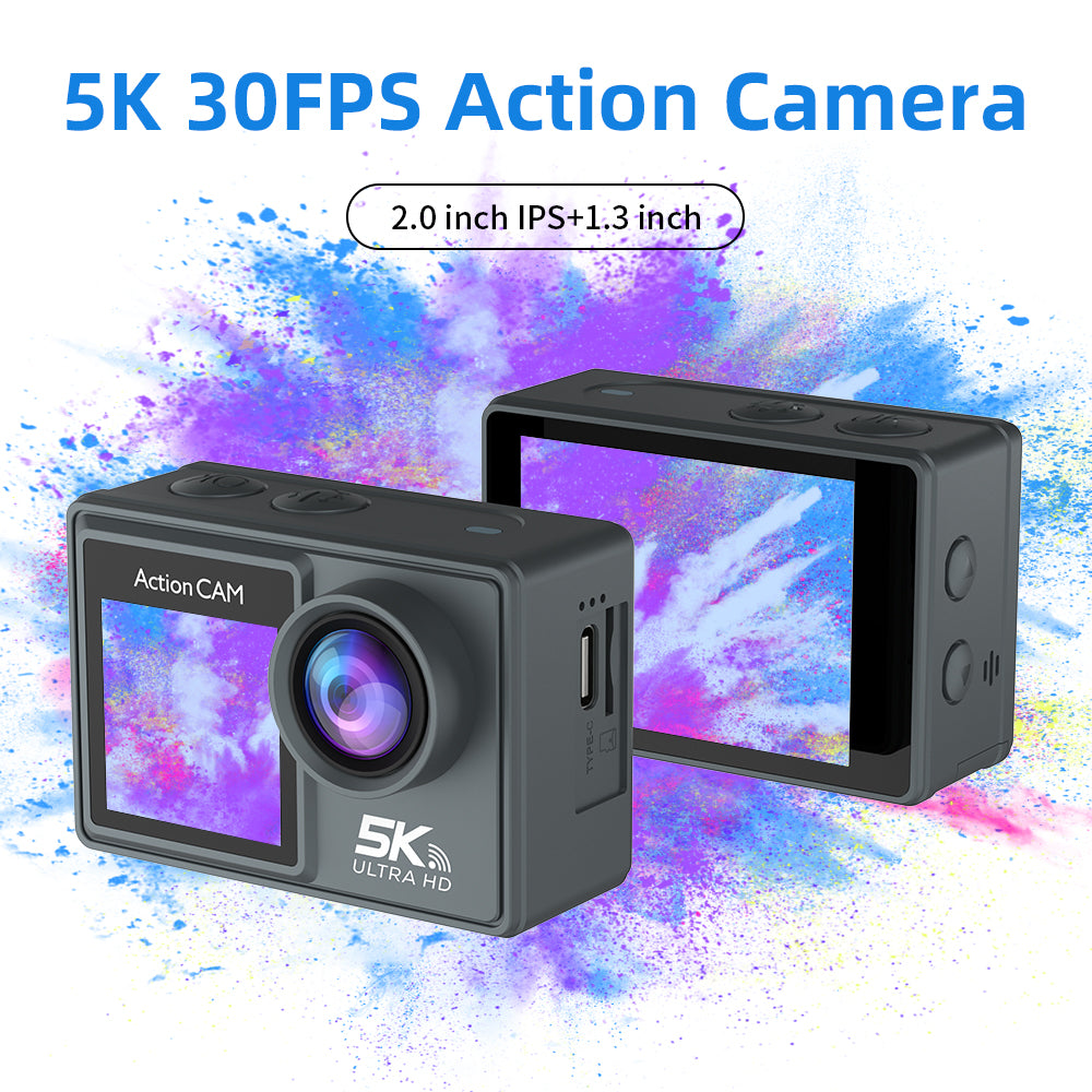 Pergear 5K 50MP 170° Wide Angle Action Camera, Waterproof Anti-shake 5