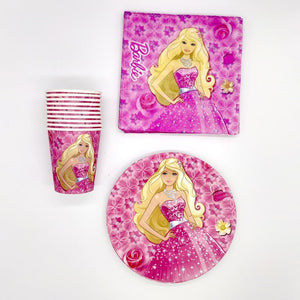 barbie plates and cups
