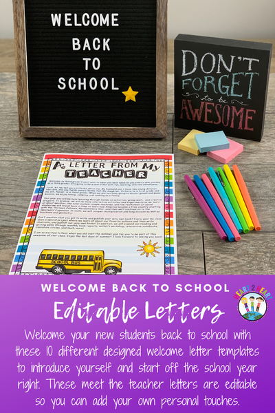 Welcome Back to School Letters to Students and Parents: Print and Digital