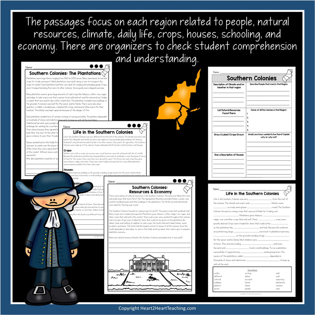 13 Colonies Unit with Leveled Passages, Activities, Flip Book & Test ...
