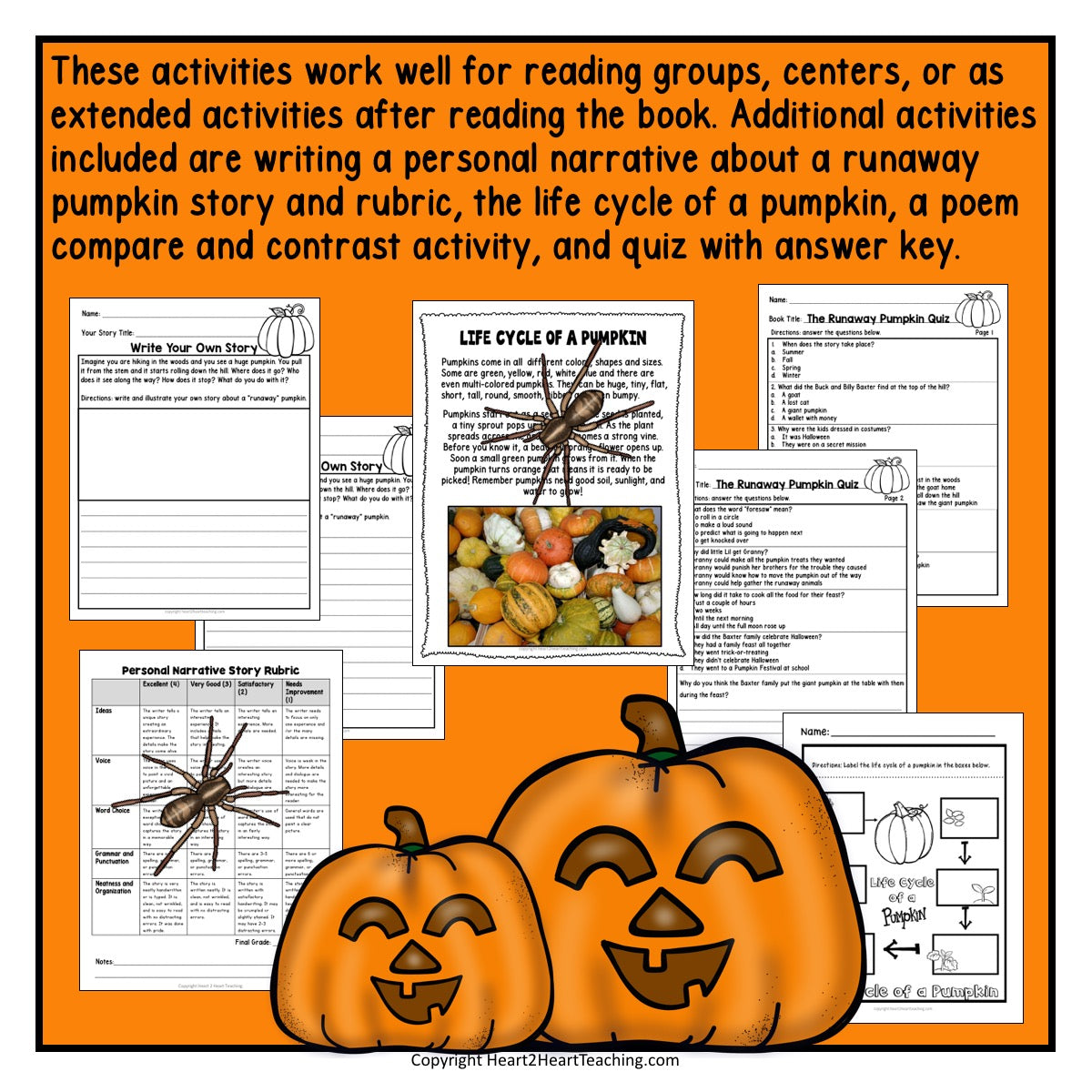 The Runaway Pumpkin Literacy And Activity Pack For Halloween Activitie Heart 2 Heart Teaching