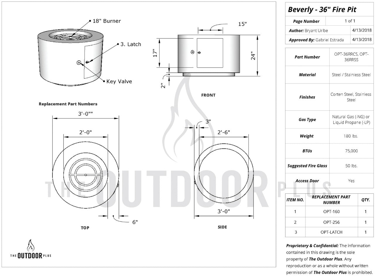 36" Beverly Steel Diagram