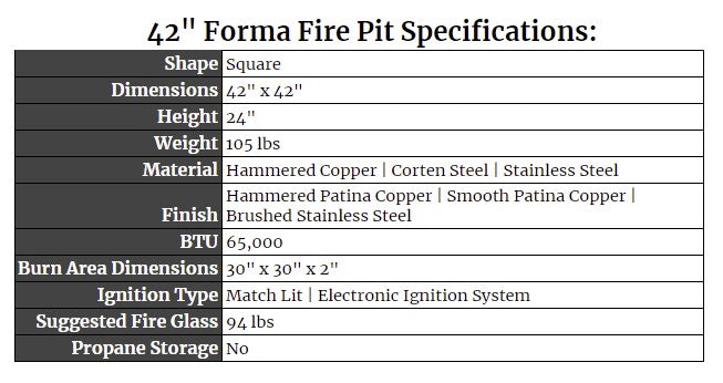 42" Forma Fire Pit Specs