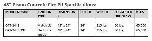 48 Pismo Concrete Fire Pit Specs