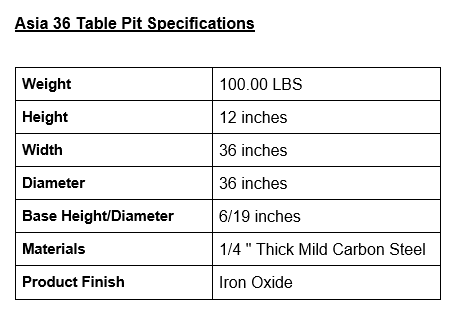 Fire Pit Art_Asia 36 specifications