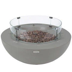 Elementi Lunar Bowl Fire Table Light Gray with WindScreen