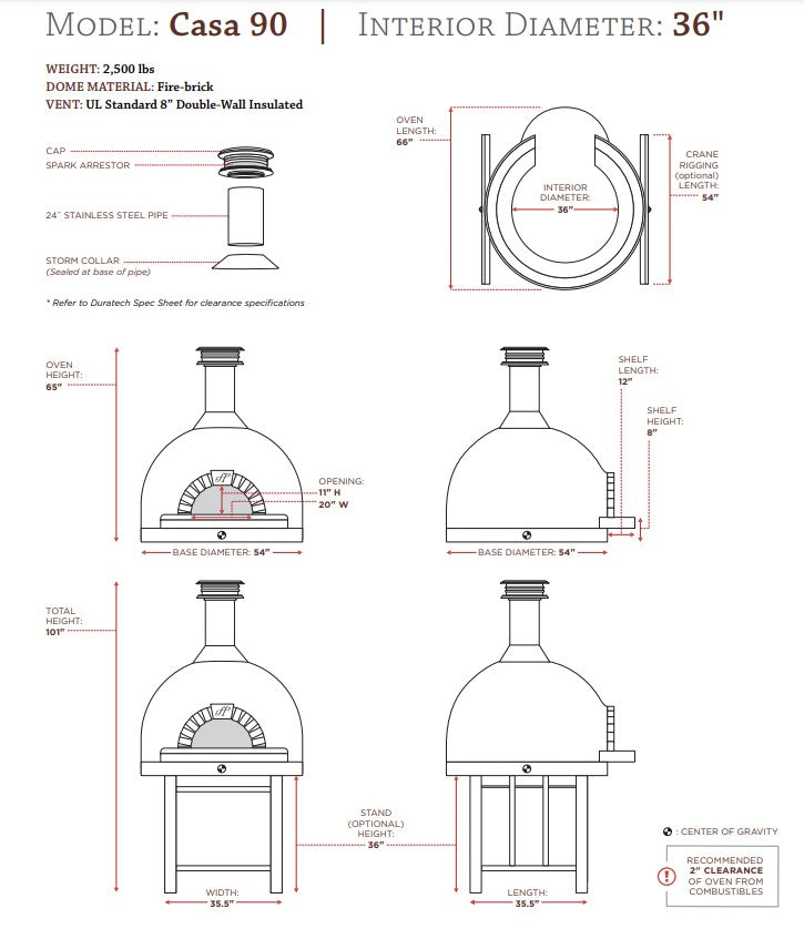 Forno Casa 90 Oven Specs