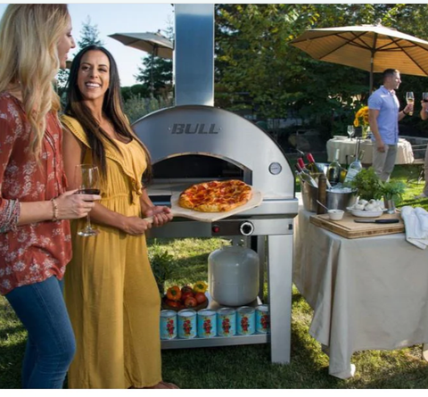 Bull Gas Pizza Oven in yard party