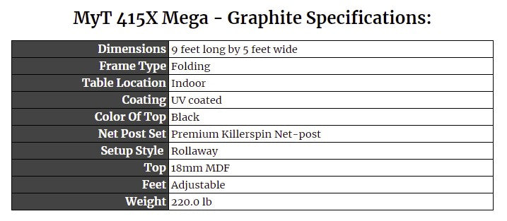 MyT 415X Mega - Graphite Specifications