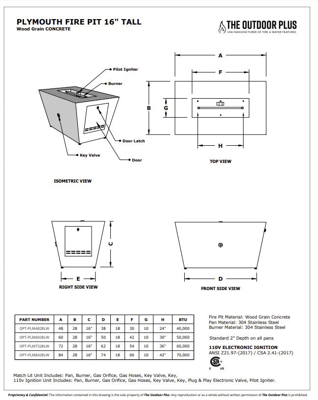 Plymouth Wood Grain Fire Pit