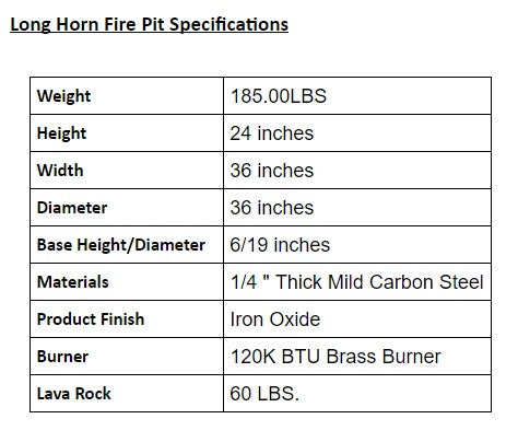 Long Horn Specifications