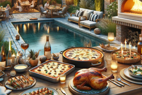 culinary scene in a backyard, with a wood-fired pizza oven_AI_rectangle