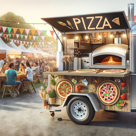 pizza oven trailer in a festival setting