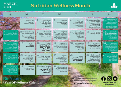 Nutrition Wellness Month | Year of Wellness Calendar | March 2021