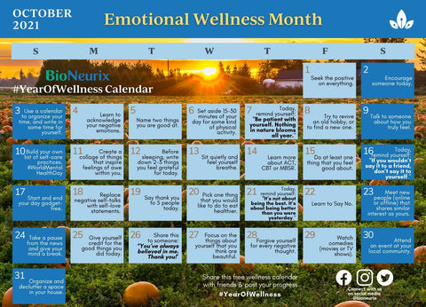 Emotional Wellness Month _ October 2021 _ Year of Wellness Calendar