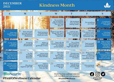 Kindness Month | Year of Wellness Calendar 2021 | BioNeurix