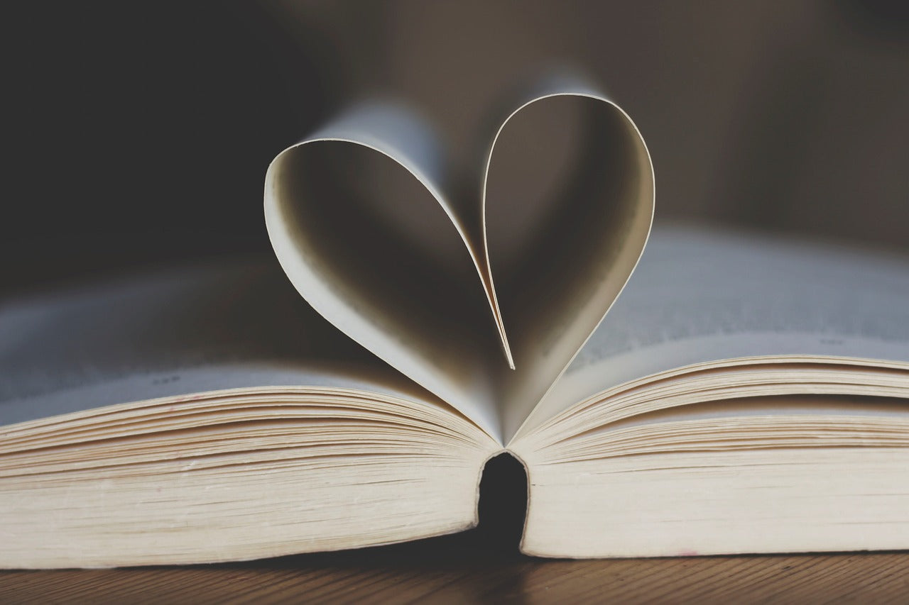 Book pages in the shape of a heart