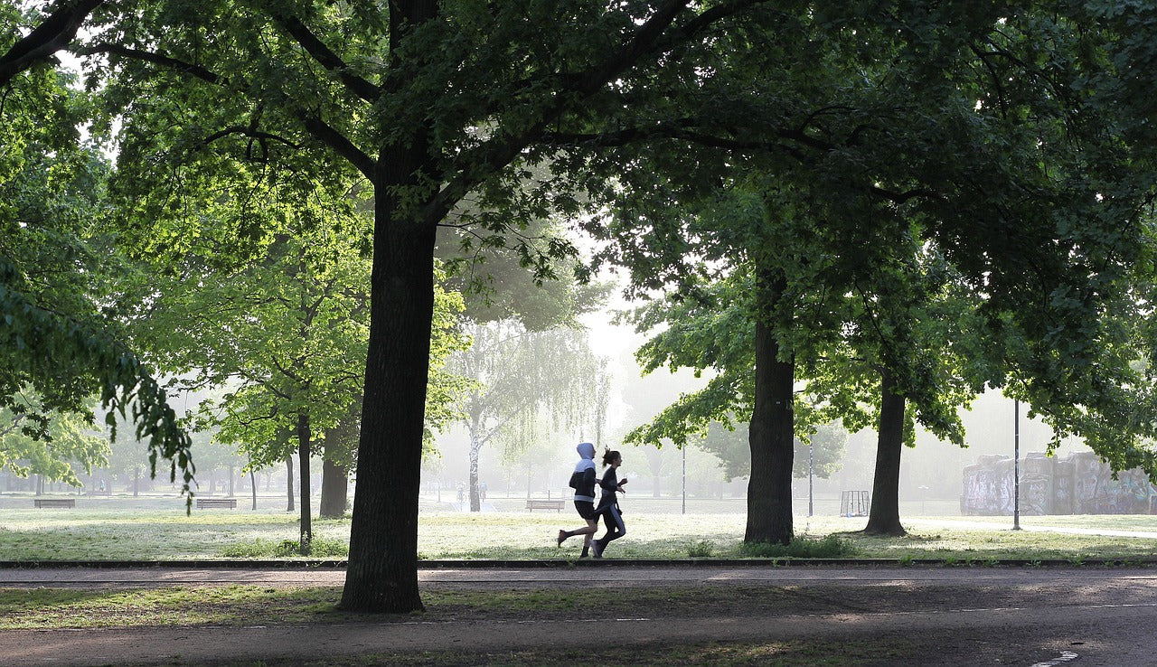 People jogging outside together