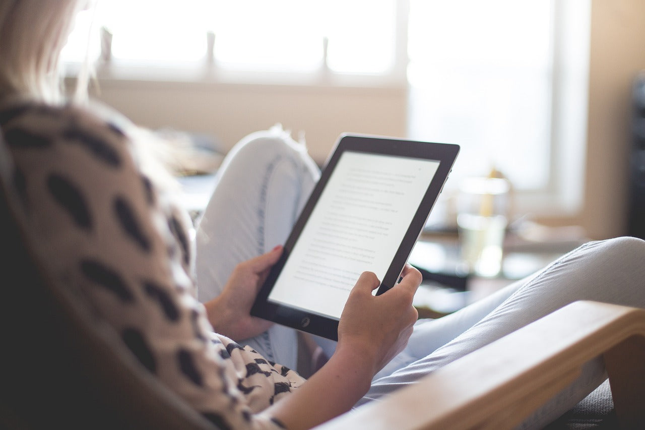 Person reading on e-reader