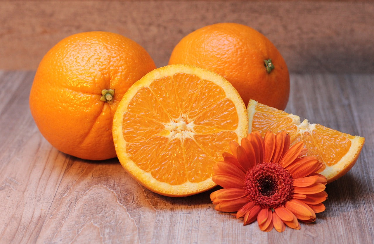 Oranges with a flower