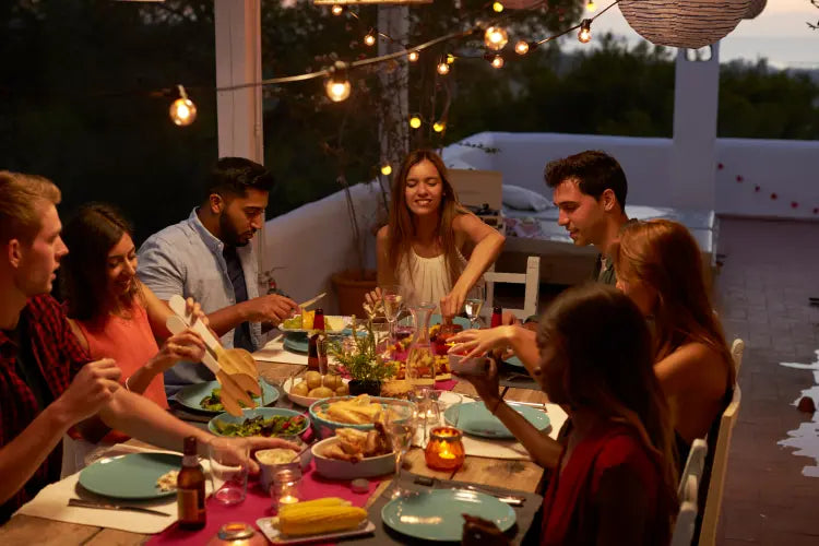 Friends having dinner.