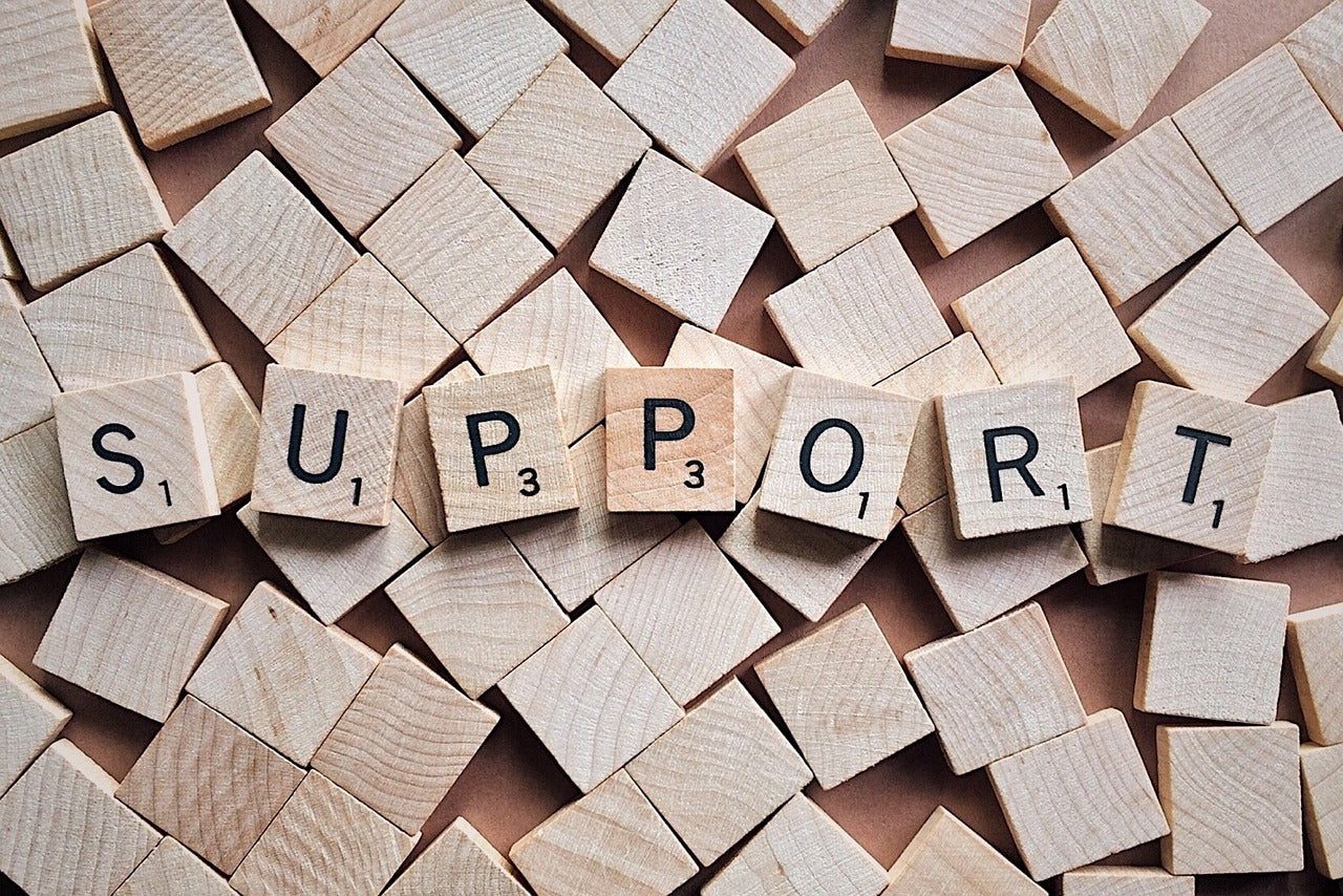 Letters spelling out the word "Support"