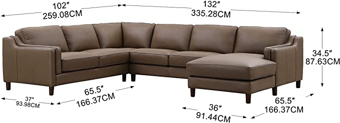 Dobson Leather Sectional, Truffle