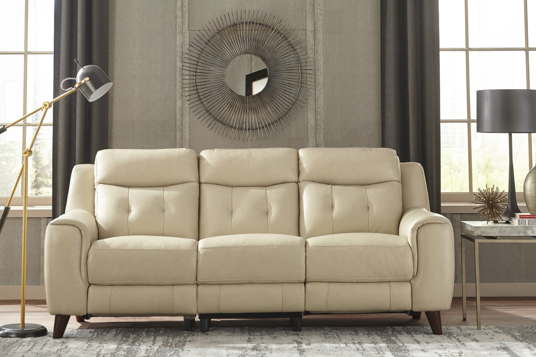 campania leather power reclining sofa