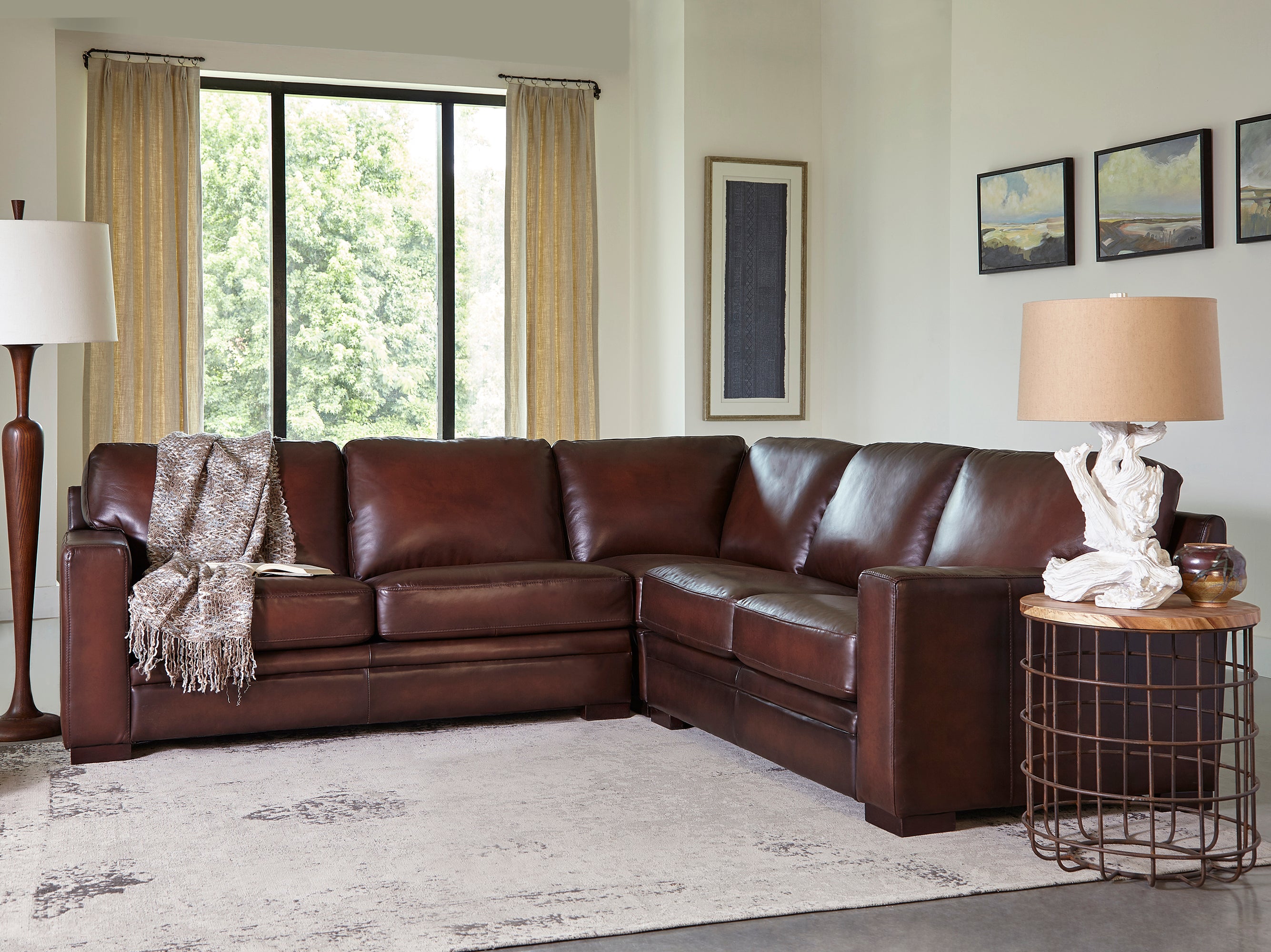 Luca Top Grain Leather Sectional Prospera Home