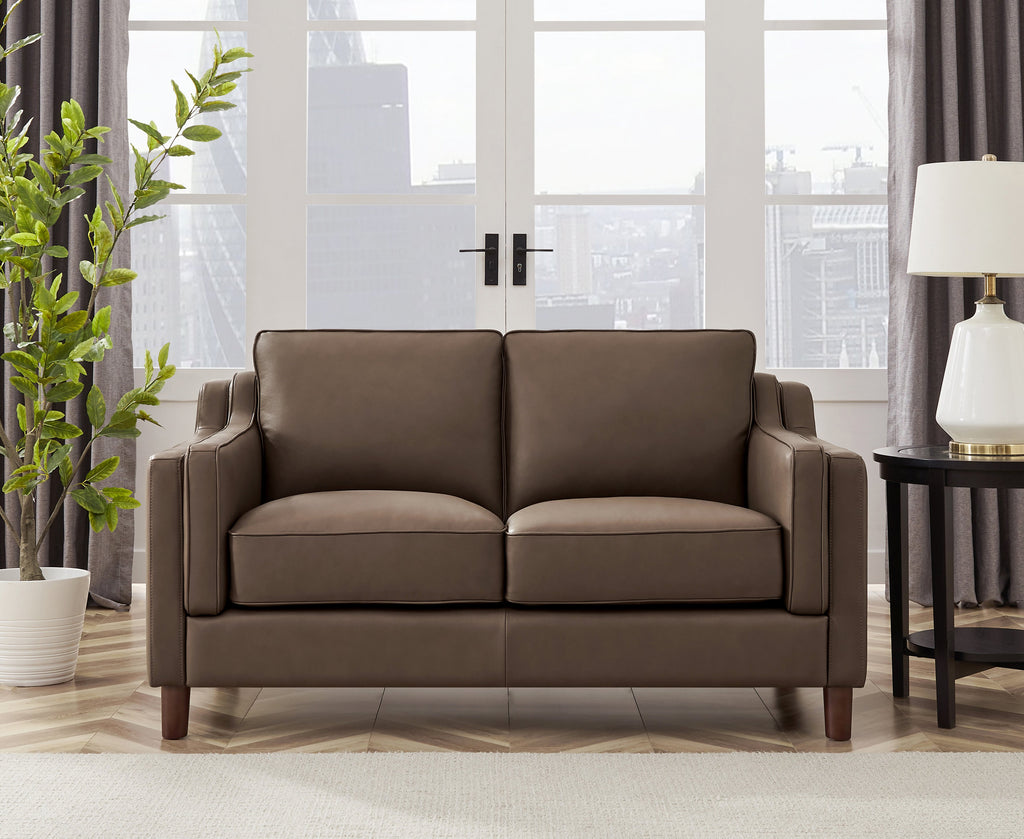 dobson top grain leather sofa