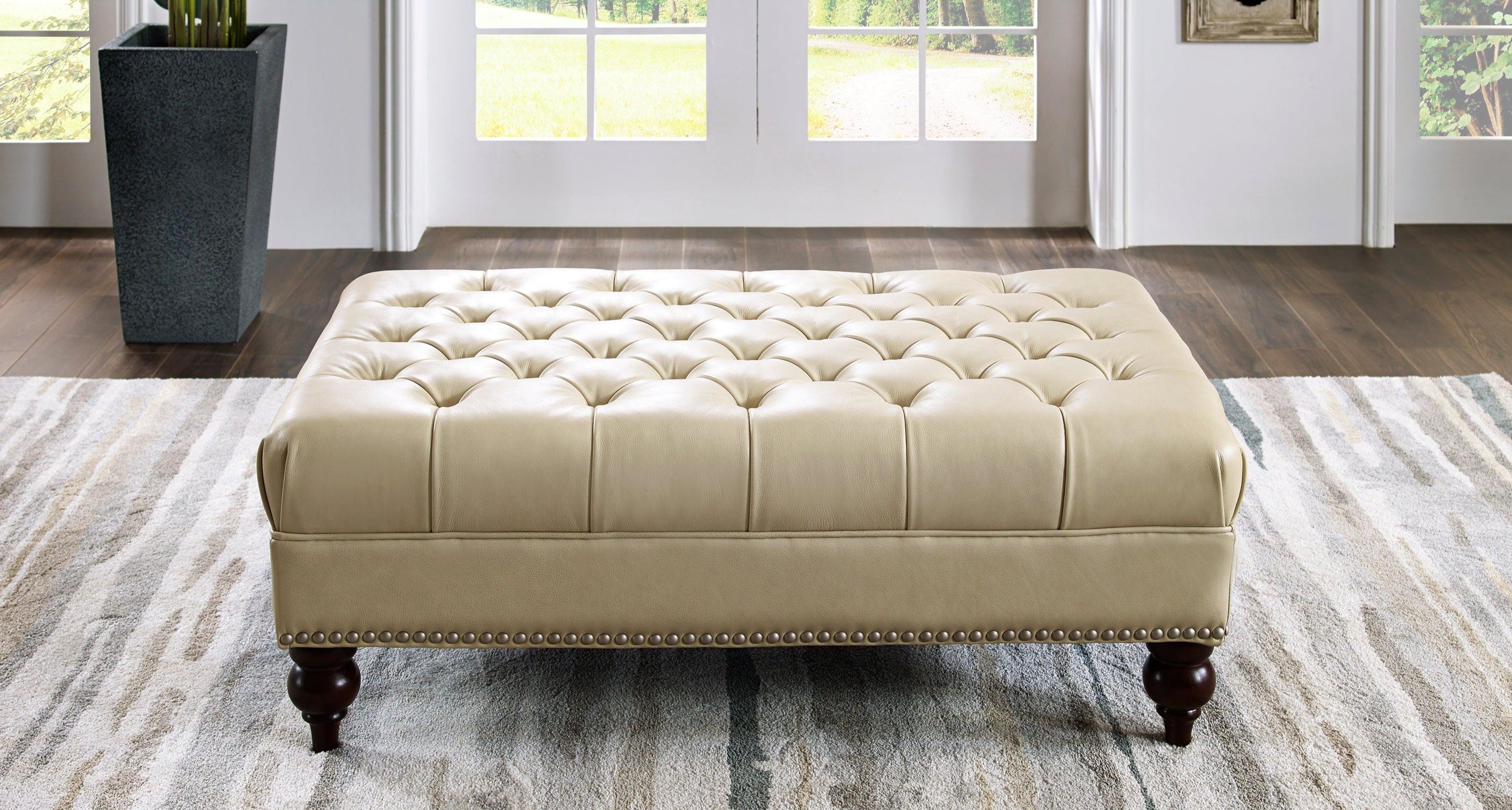 allington top grain leather sofa - eggshell white