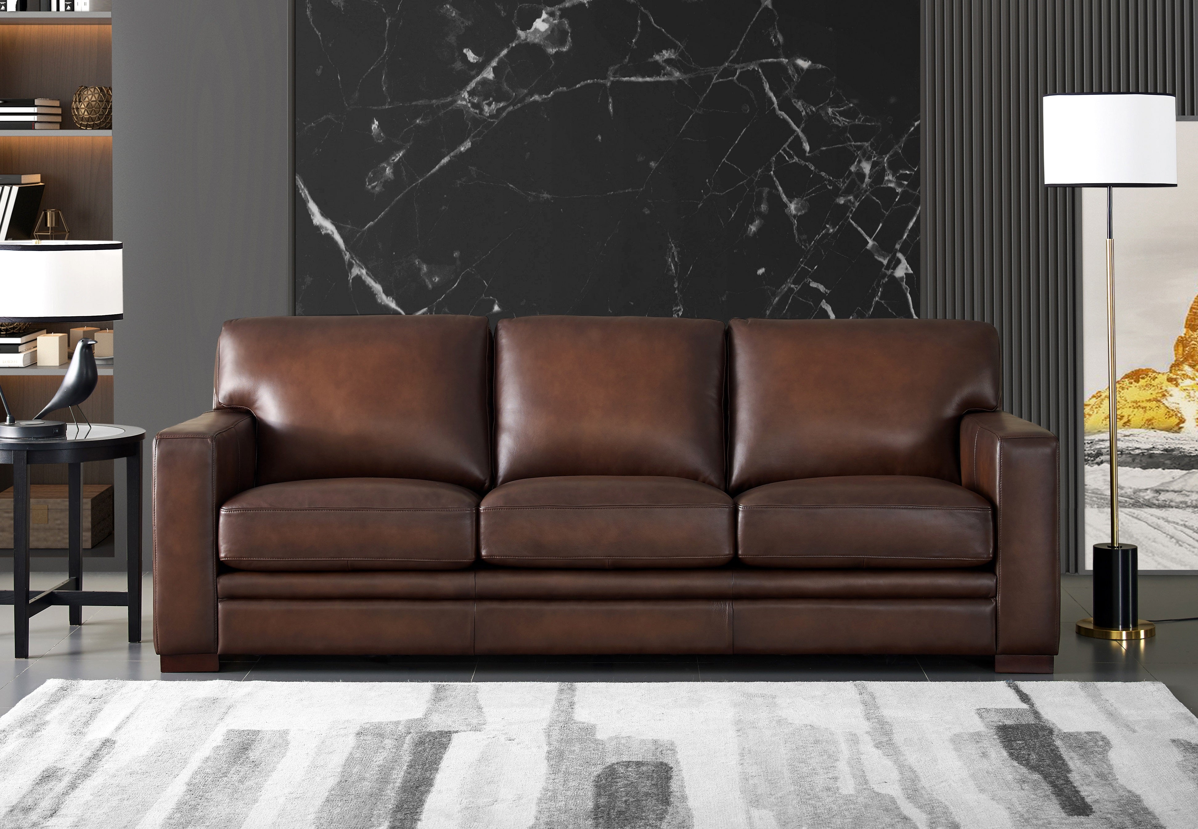 luca top grain leather sofa review