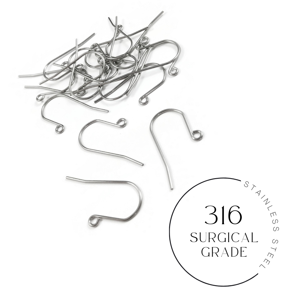 Silver Surgical Stainless Steel Earring Hooks - 316 Stainless Steel - – The  Clayful Co.