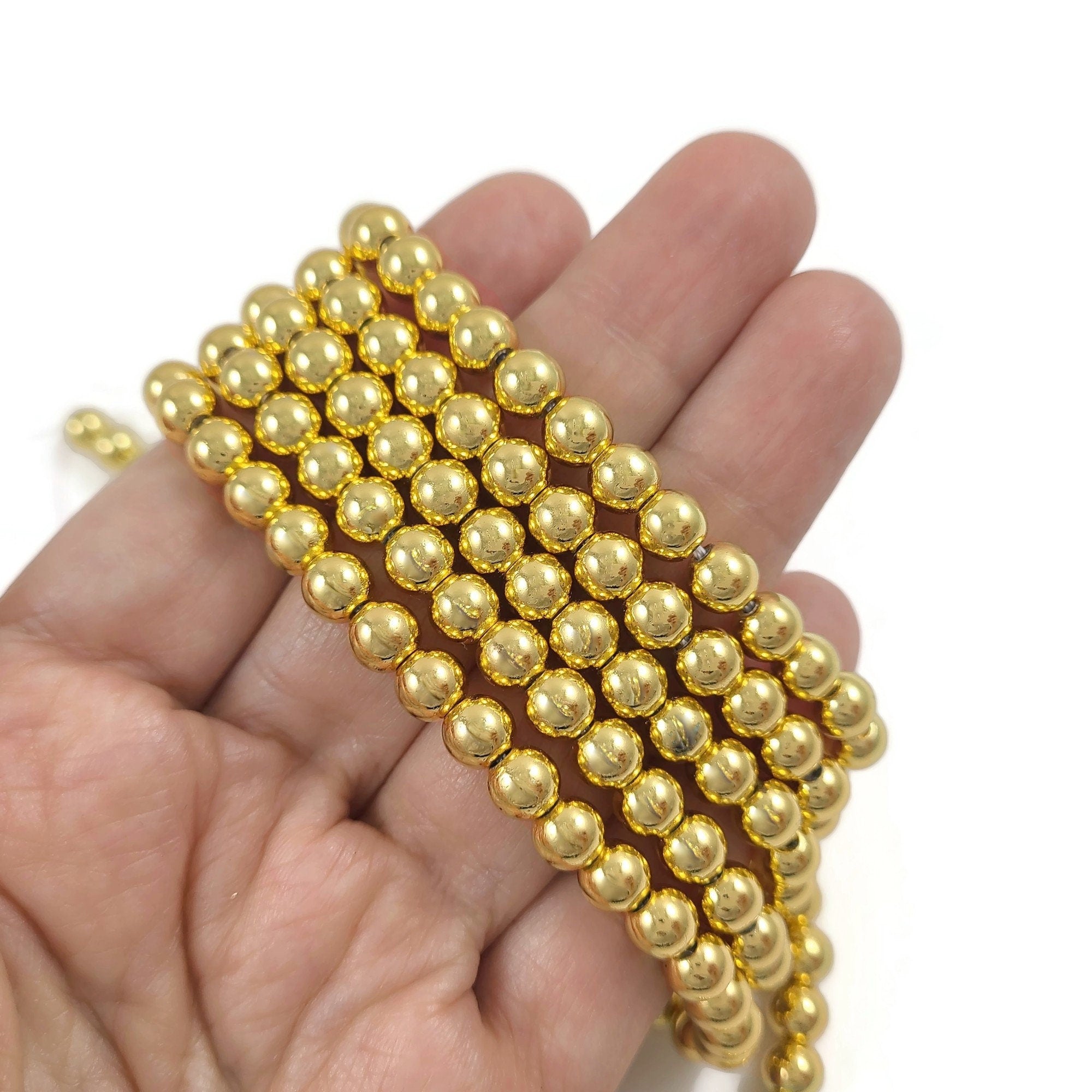 2mm, 3mm, 4mm, 6mm, 8mm Hematite Beads, Electroplated Golden Hematite Beads,  Spacer Beads, Jewelry Making Beads, Gold Hematite 