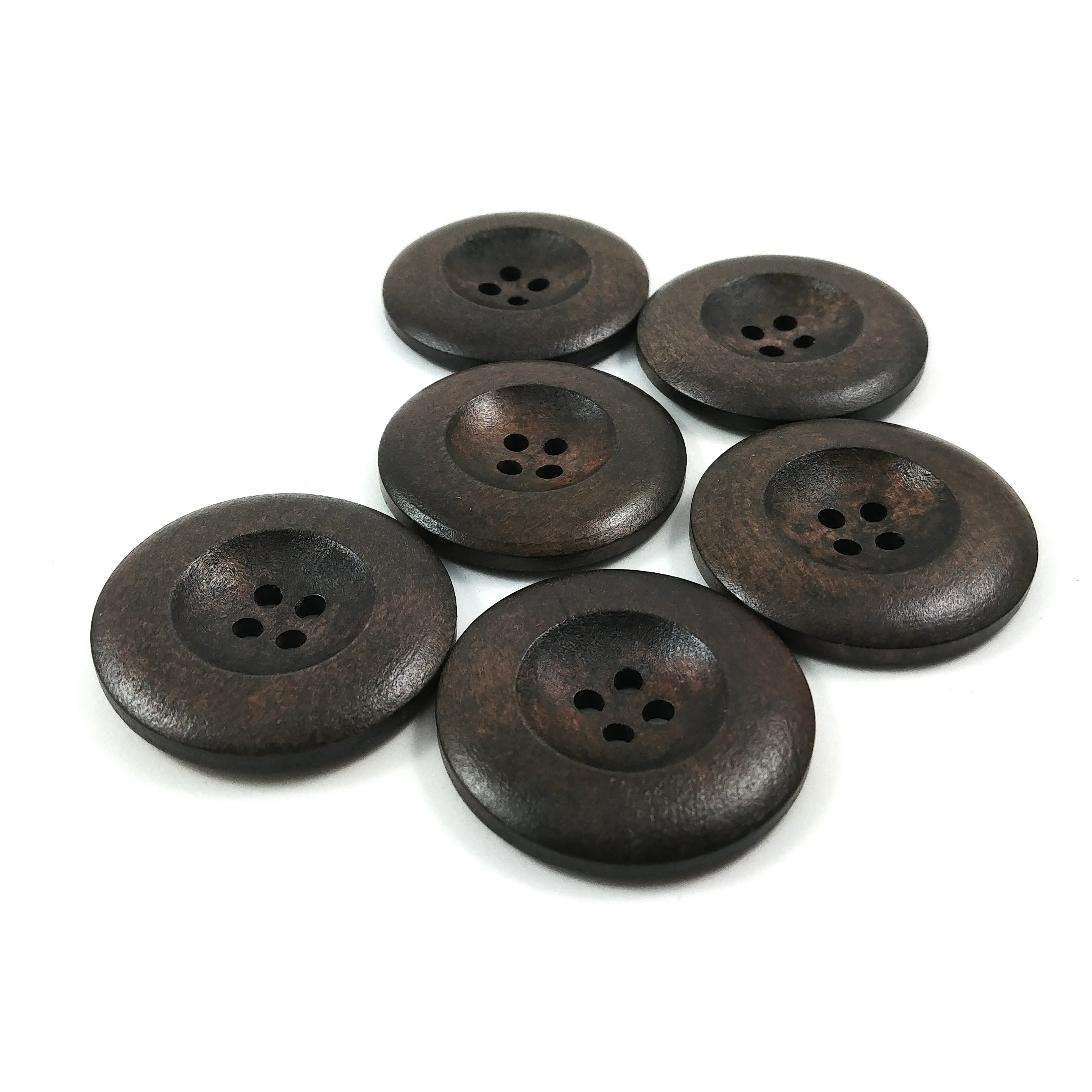 20 Large Dark Brown Coffee Wooden Button - 35mm - 1 3/8 inch - 4
