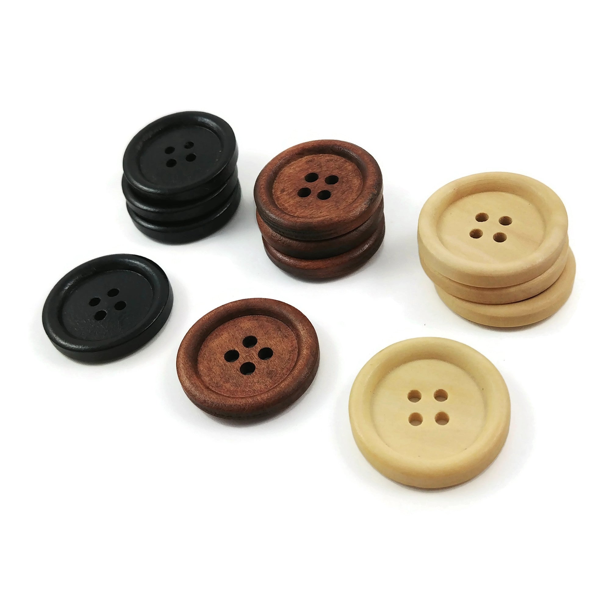 1 inch Wooden Buttons, 60 Pcs 25mm Brown Sewing Flatback Button Wooden  Craft Buttons for Sewing or Craft