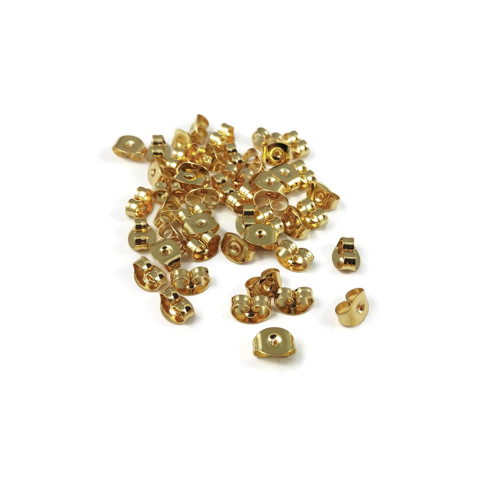 24K gold plated earring post, 6mm stainless steel flat pad studs