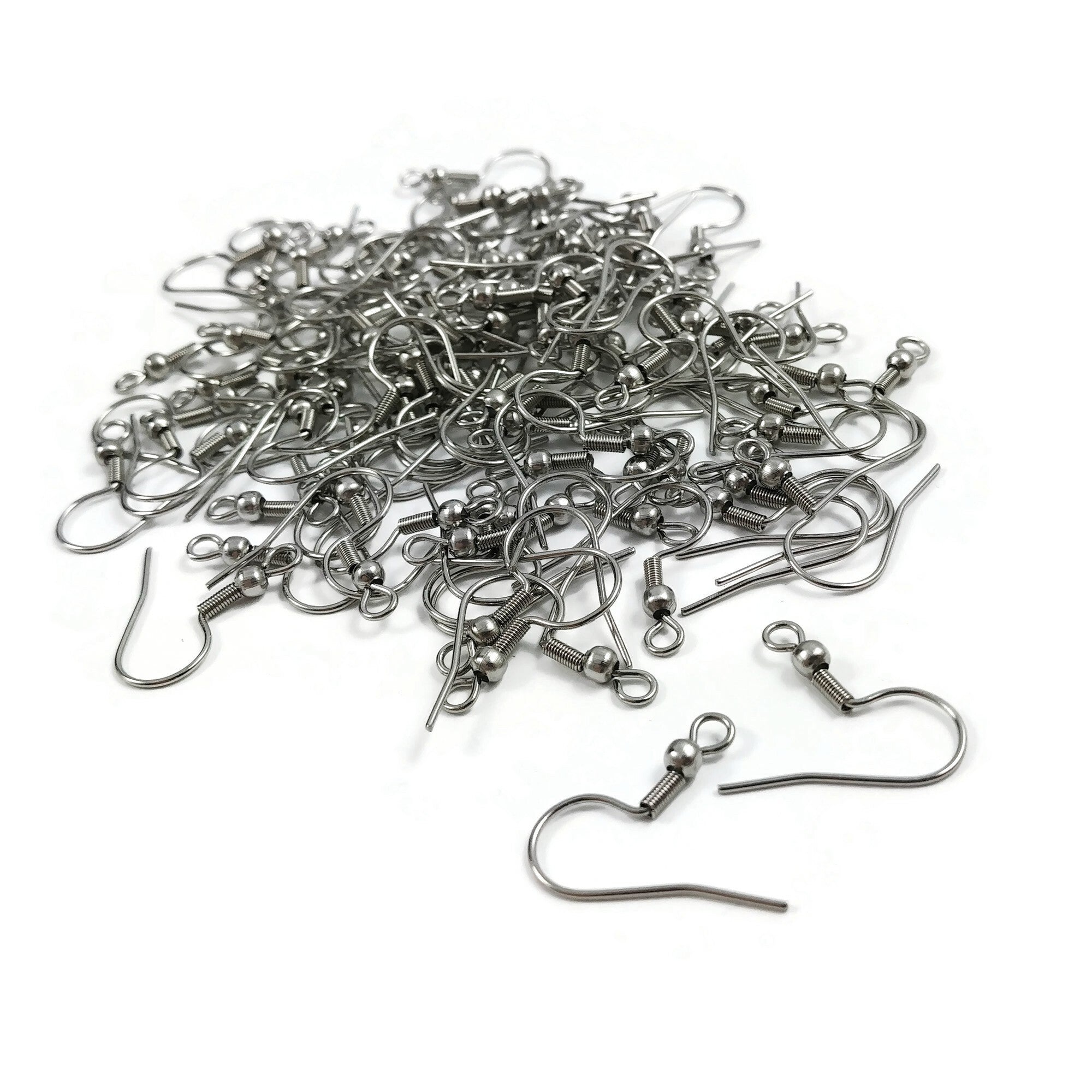 GUFJUCH Stainless Steel Earring Hooks French Ear Wire, 600pcs Earring  Making Findings Parts Jewels DIY Supplies Kits, with Silicone Earr