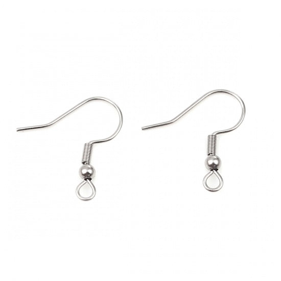 Earring Hooks, French Wire 25mm, Stainless Steel (144 Pieces) 