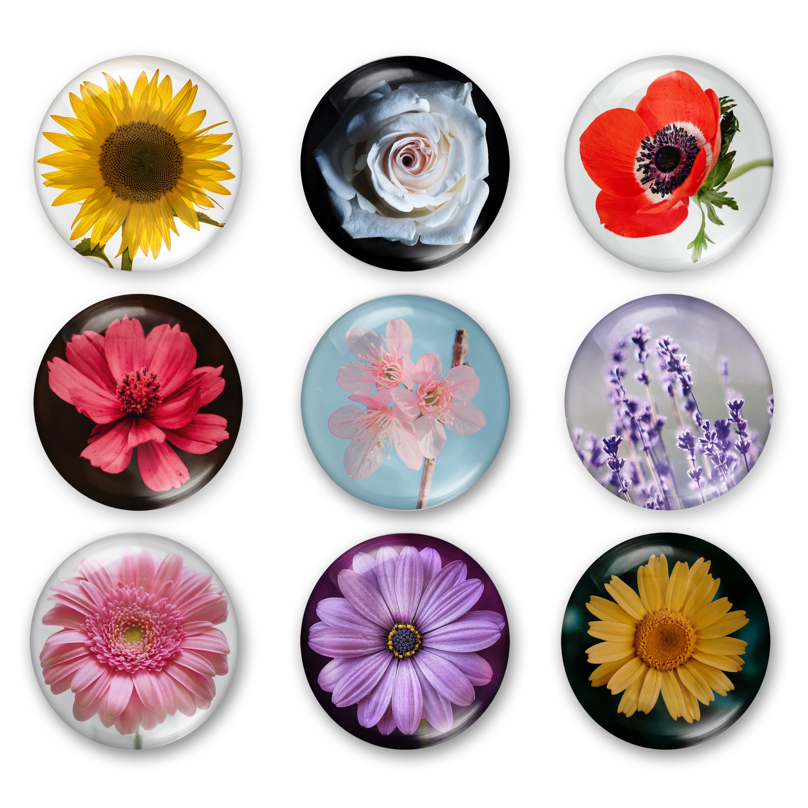 Handmade Round Photo Glass Cabochon flower Pattern A469 – JewelryCabochon